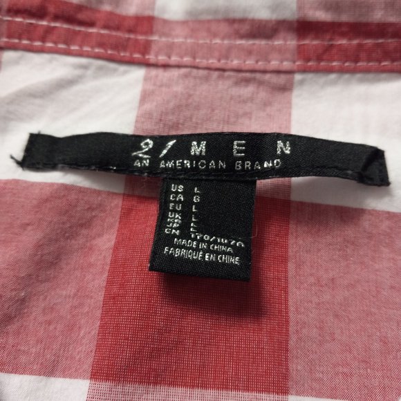 21 Men Shirt Plaid Long Sleeve Button Down - Picture 7 of 8